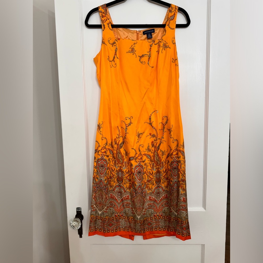 Ann Taylor Orange and Gold Dress